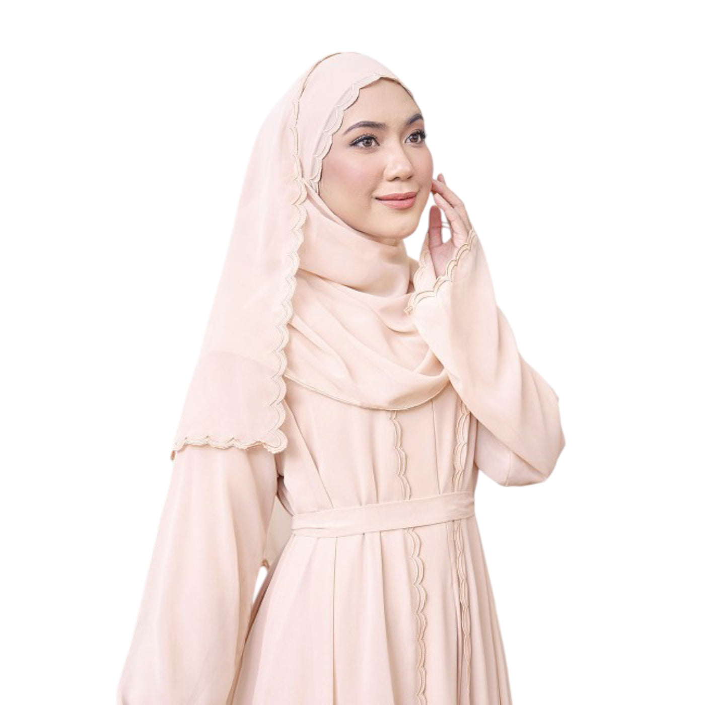 Modest Fashion Cream Hijab & Abaya Set