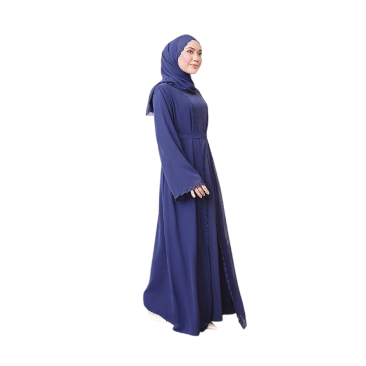 Modest Fashion Navy Blue Hijab & Abaya Set