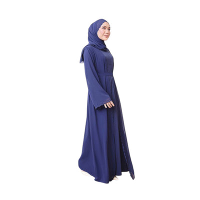Modest Fashion Navy Blue Hijab & Abaya Set