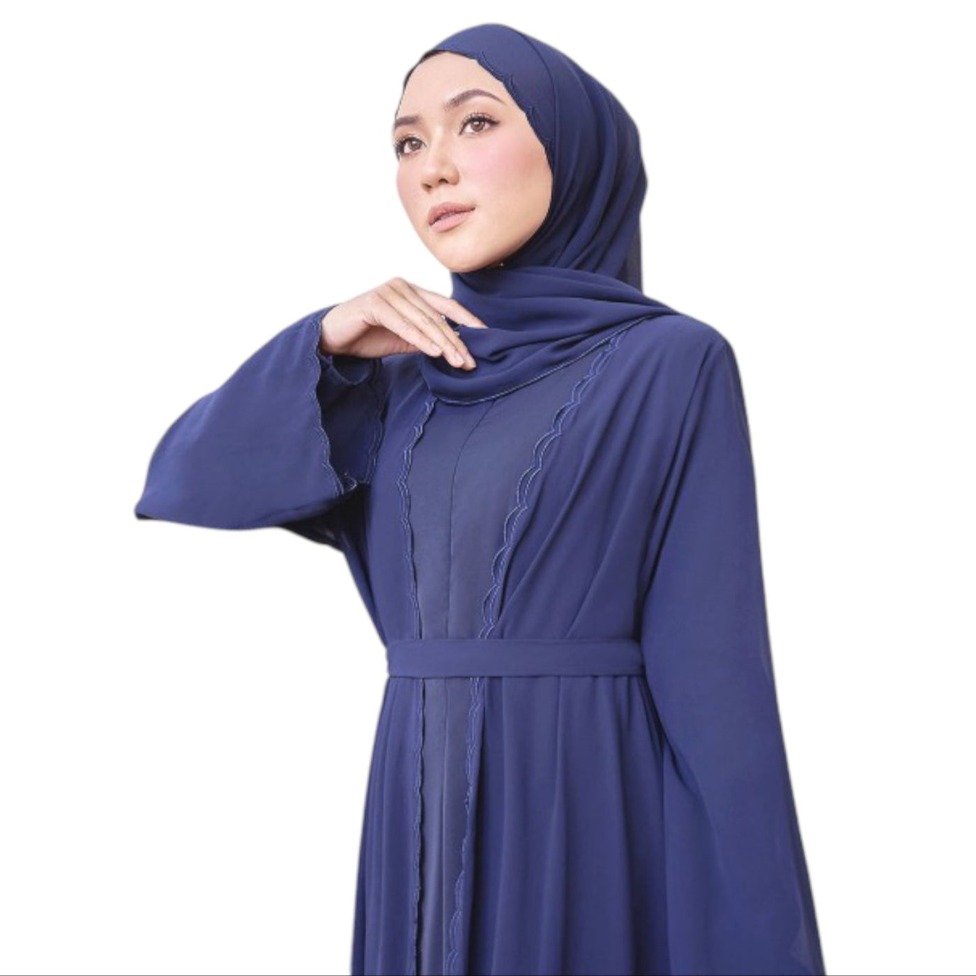 Modest Fashion Navy Blue Hijab & Abaya Set