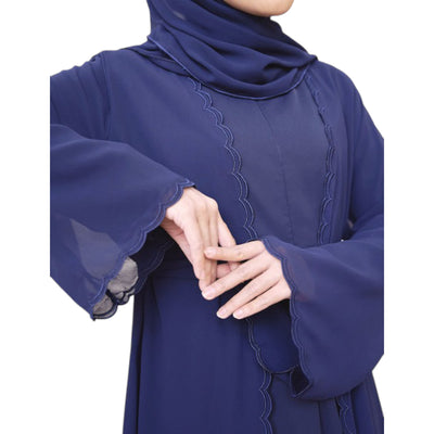 Modest Fashion Navy Blue Hijab & Abaya Set