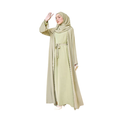 Modest Fashion Olive Green Hijab & Abaya Set