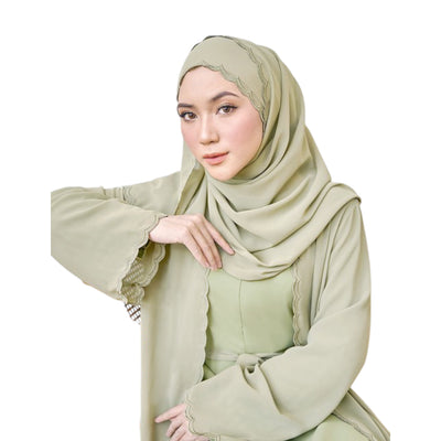Modest Fashion Olive Green Hijab & Abaya Set