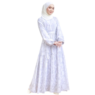 Modest Fashion Gray Ruffled Dress