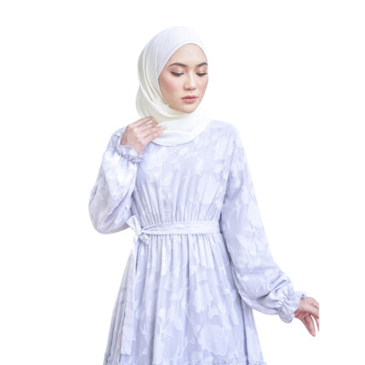 Modest Fashion Gray Ruffled Dress