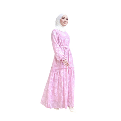 Modest Fashion Pink Ruffled Dress