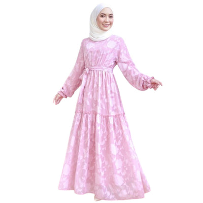 Modest Fashion Pink Ruffled Dress