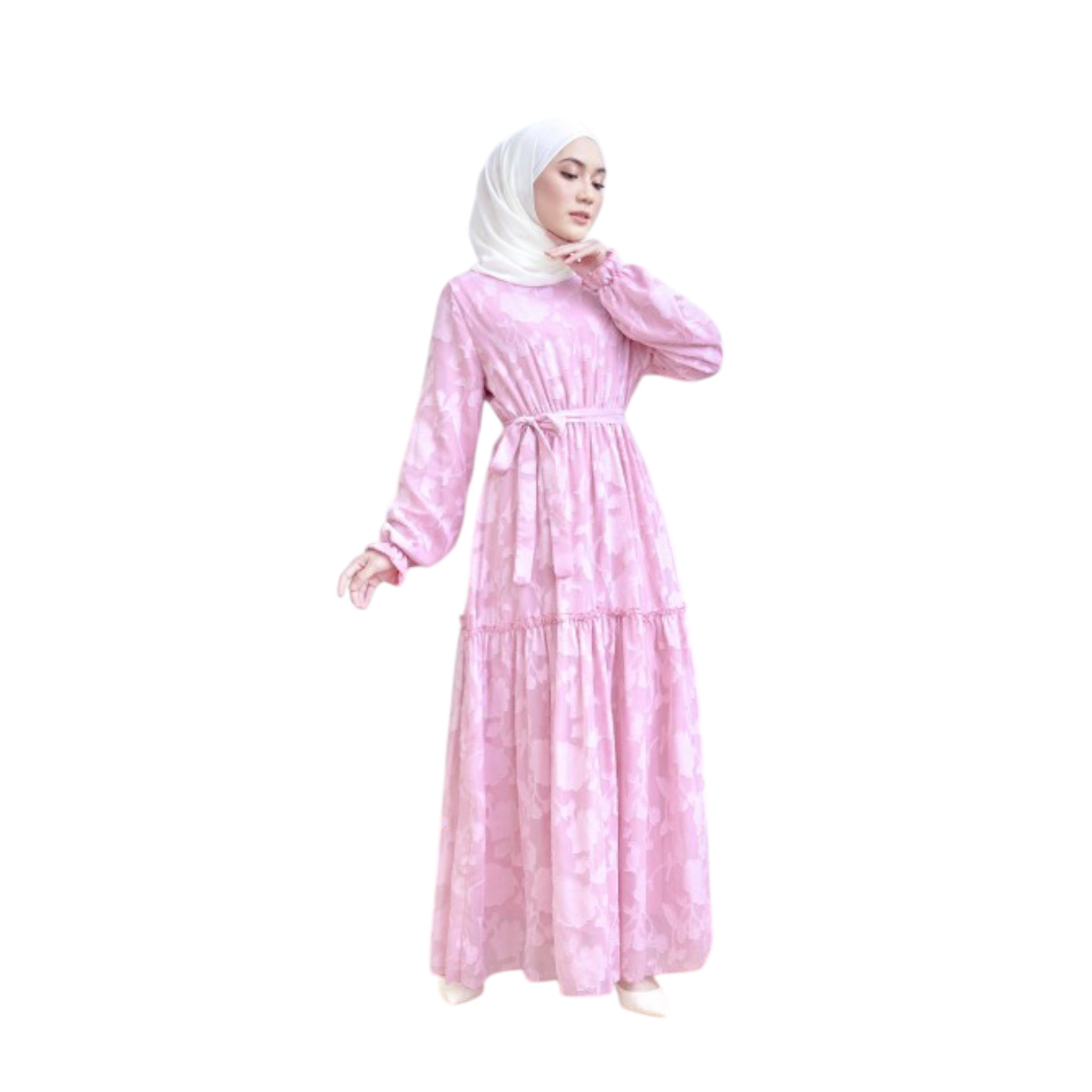 Modest Fashion Pink Ruffled Dress