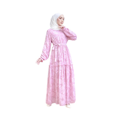Modest Fashion Pink Ruffled Dress