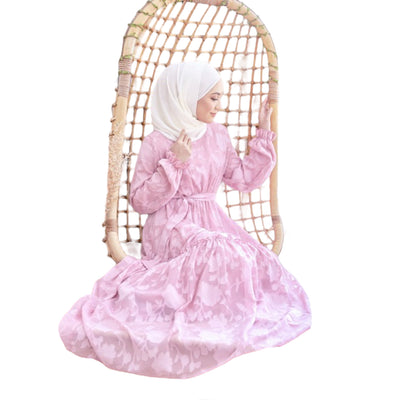 Modest Fashion Pink Ruffled Dress