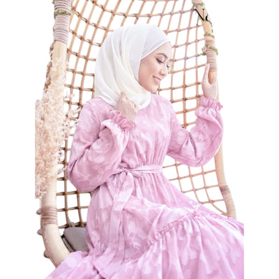 Modest Fashion Pink Ruffled Dress