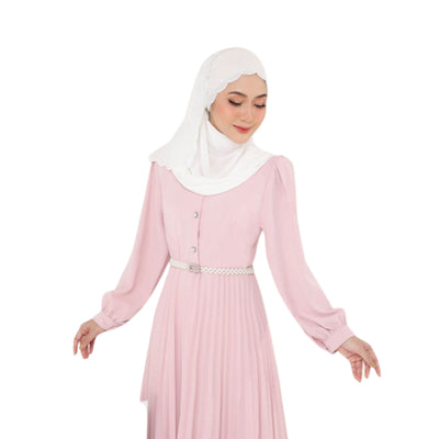 Modest Fashion Light Pink Pleated Dress