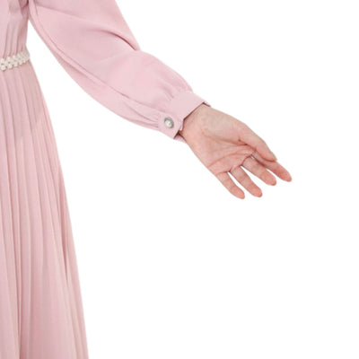 Modest Fashion Light Pink Pleated Dress