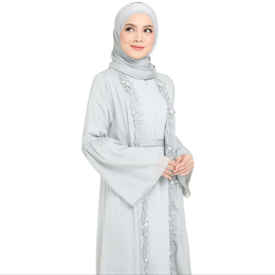 Modest Fashion Dusty Green Hijab & Abaya Set