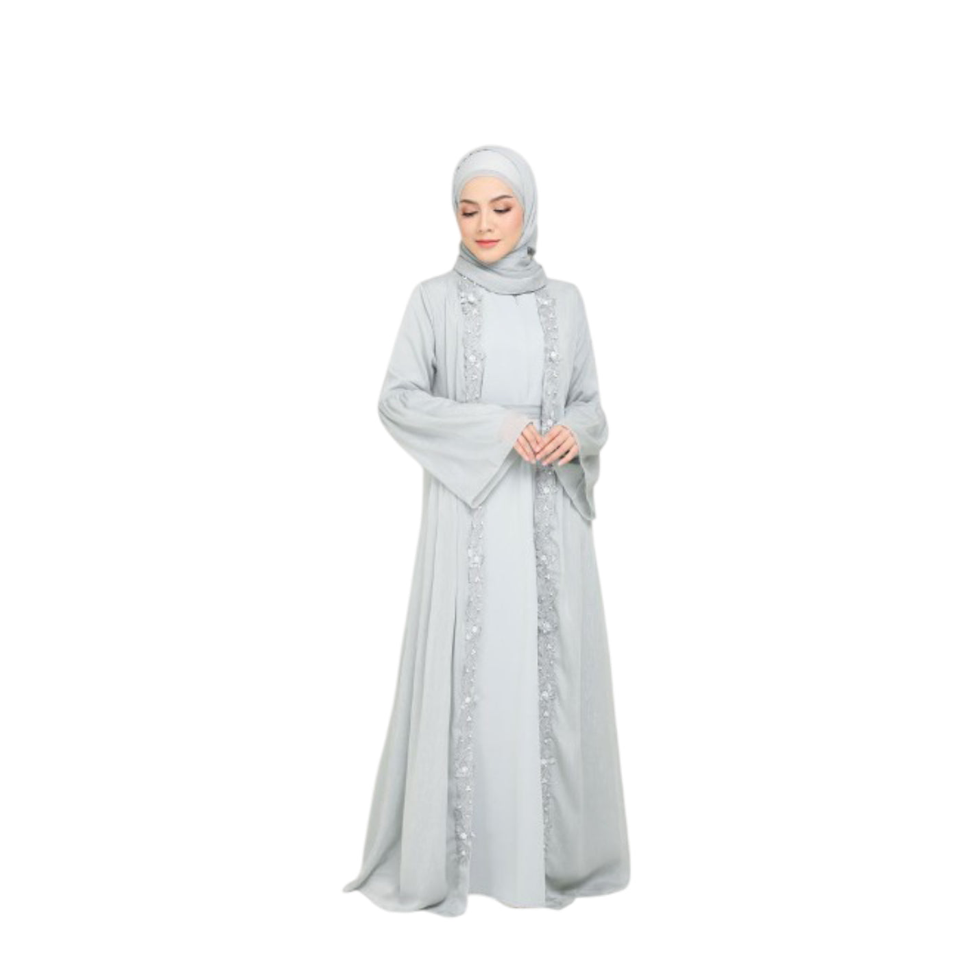 Modest Fashion Dusty Green Hijab & Abaya Set
