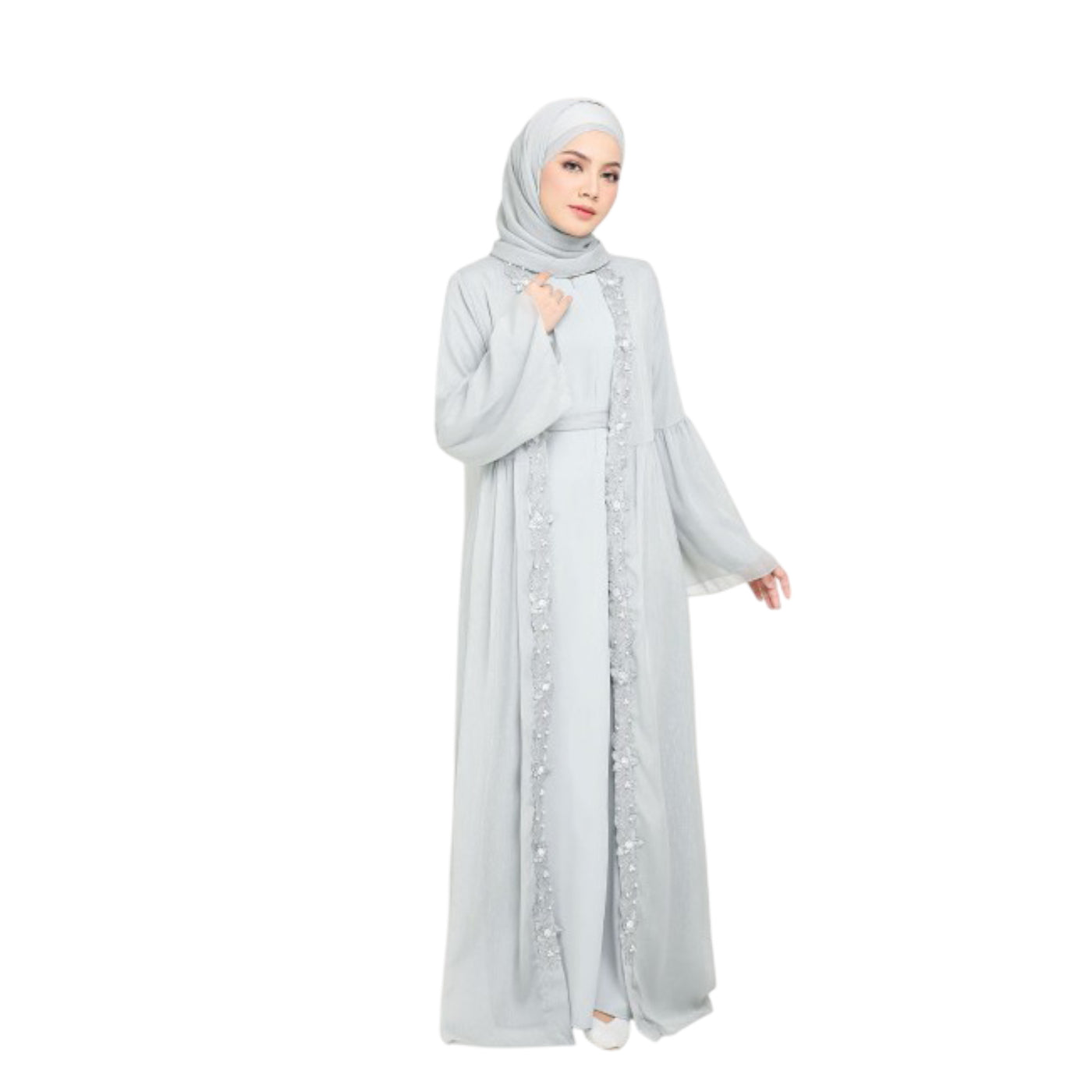 Modest Fashion Dusty Green Hijab & Abaya Set