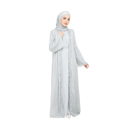 Modest Fashion Dusty Green Hijab & Abaya Set