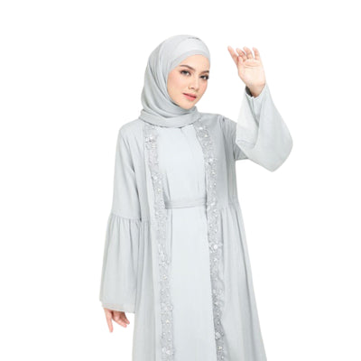 Modest Fashion Dusty Green Hijab & Abaya Set
