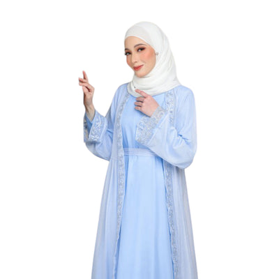 Modest Fashion Baby Blue Abaya Set