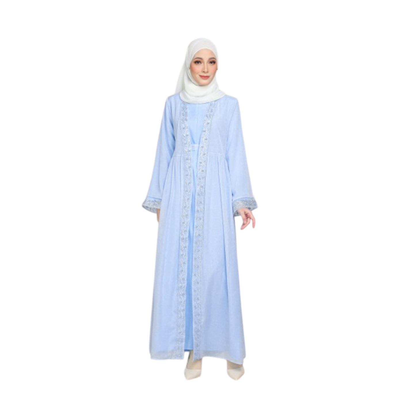 Modest Fashion Baby Blue Abaya Set