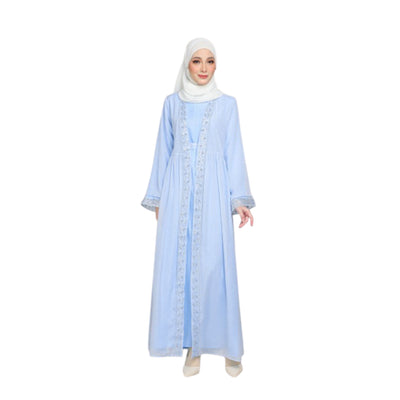 Modest Fashion Baby Blue Abaya Set