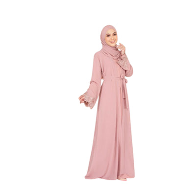 Modest Fashion Dusty Pink Hijab & Abaya Set