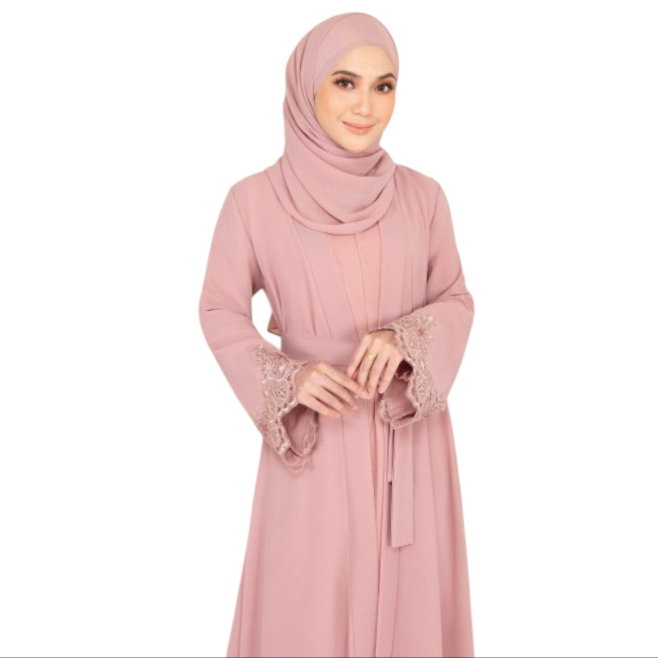 Modest Fashion Dusty Pink Hijab & Abaya Set