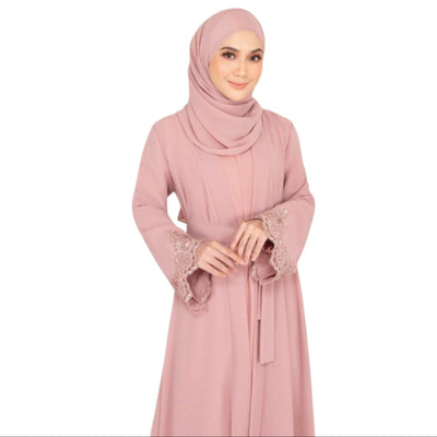 Modest Fashion Dusty Pink Hijab & Abaya Set