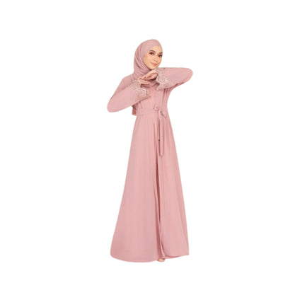 Modest Fashion Dusty Pink Hijab & Abaya Set