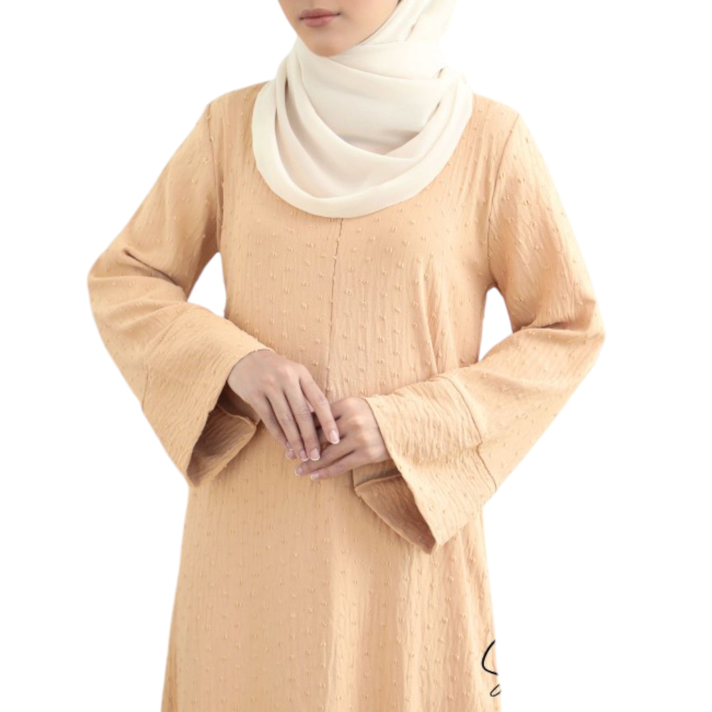 cream abaya dress Cream Low Waisted Abaya Set (2 pcs) Summer Evenings