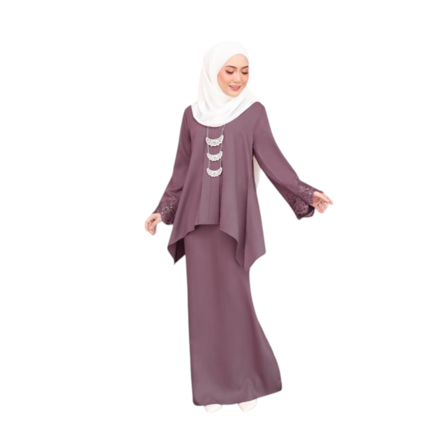 Modest Fashion Purple Modern Shirt & Skirt Set
