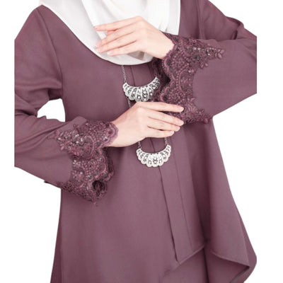 Modest Fashion Purple Modern Shirt & Skirt Set