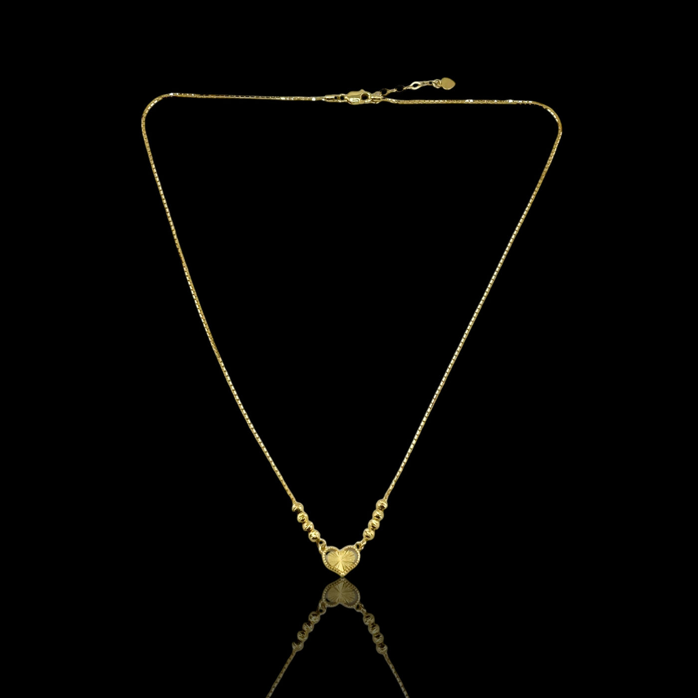 21K Solid Gold Heart Necklace