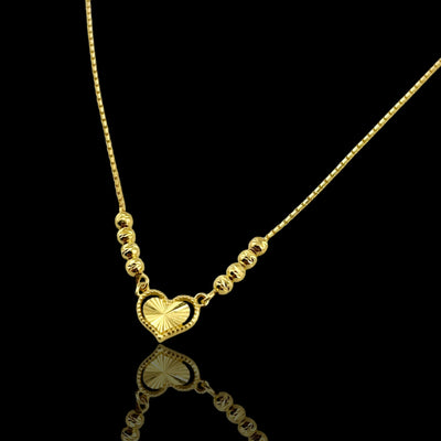 21K Solid Gold Heart Necklace