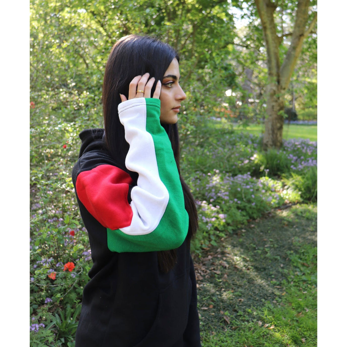 The Palestine Flag Pullover Hoodie (Black Outline)