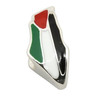 Sterling Silver Palestine Map Flag Charm