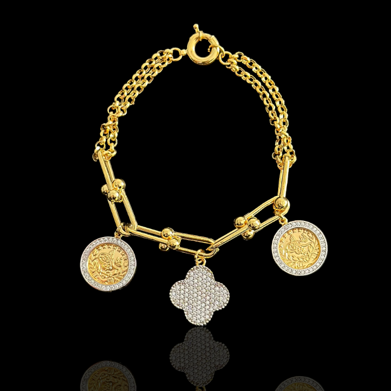 21K Solid Gold Charm Bracelet