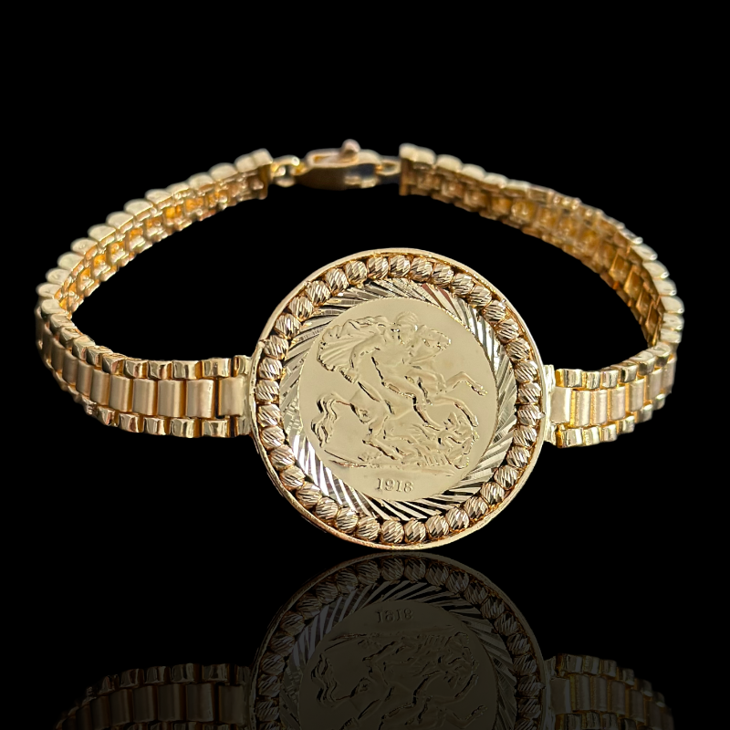 Solid gold coin online bracelet
