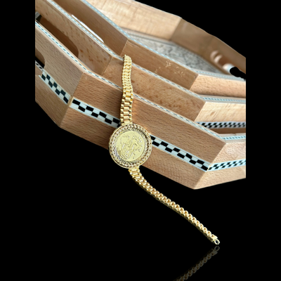 21K Solid Gold Coin Bracelet