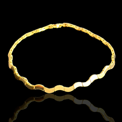 21K Solid Gold Wave Bracelet