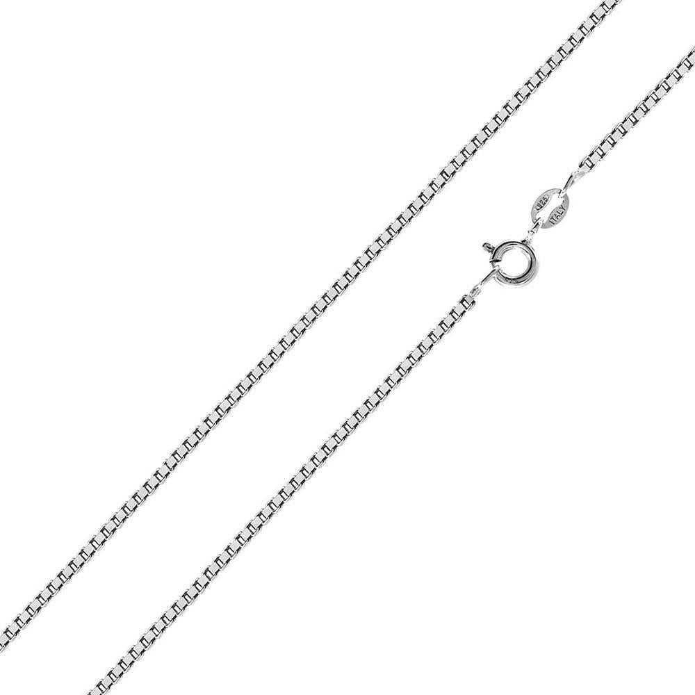 Rhodium Over Sterling Silver Box 1mm Chain All Lengths