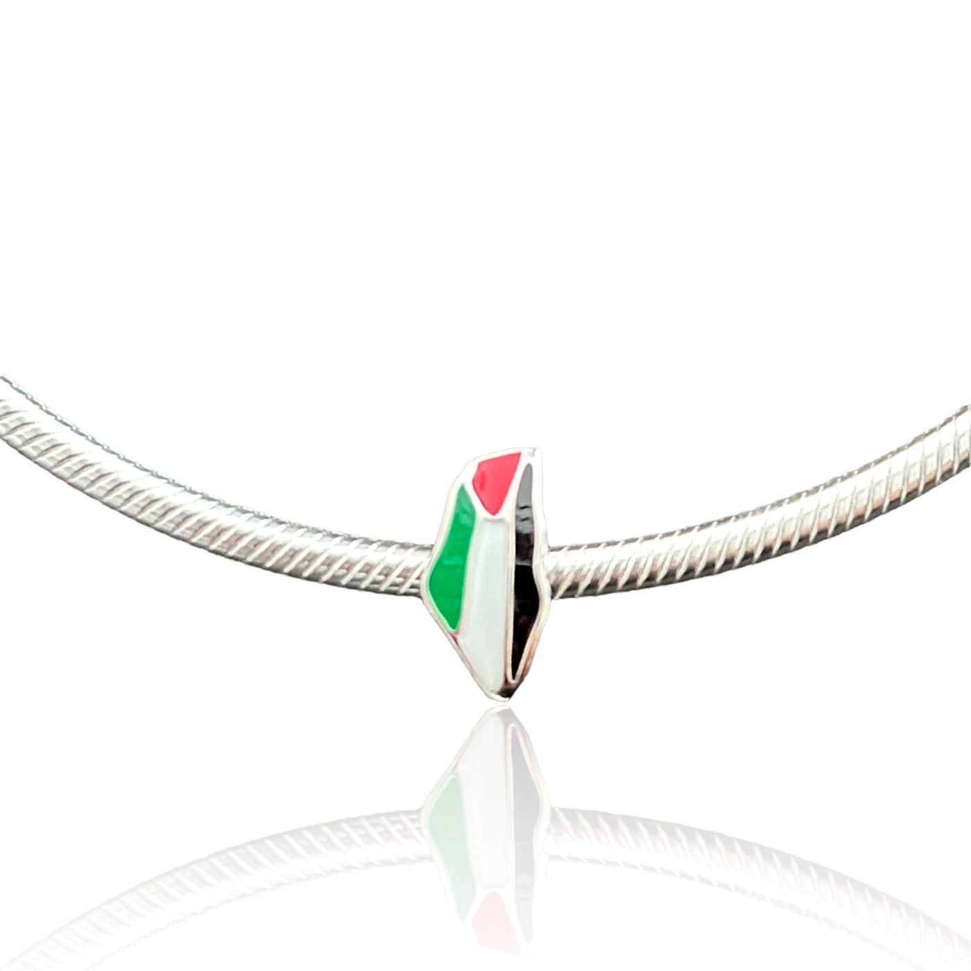 Sterling Silver Palestine Map Flag Charm
