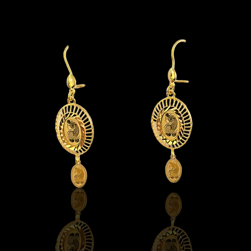 21K Solid Gold Dangle Earrings