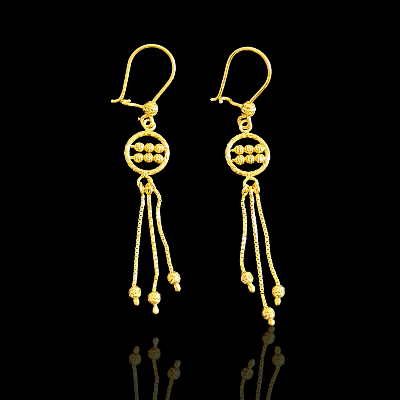 21K Solid Gold Dangle Earrings
