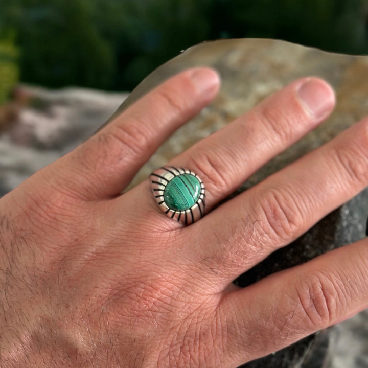 Sterling Silver Malachite Gemstone Ring – West Bank Apparel