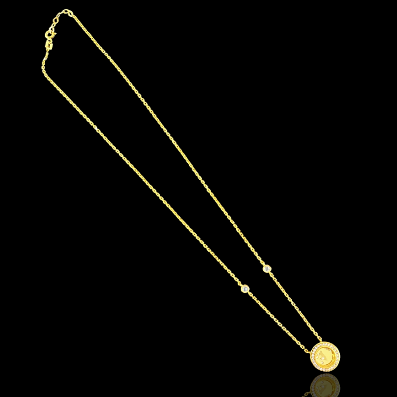 21K Solid Gold Palestine Floating Locket Necklace