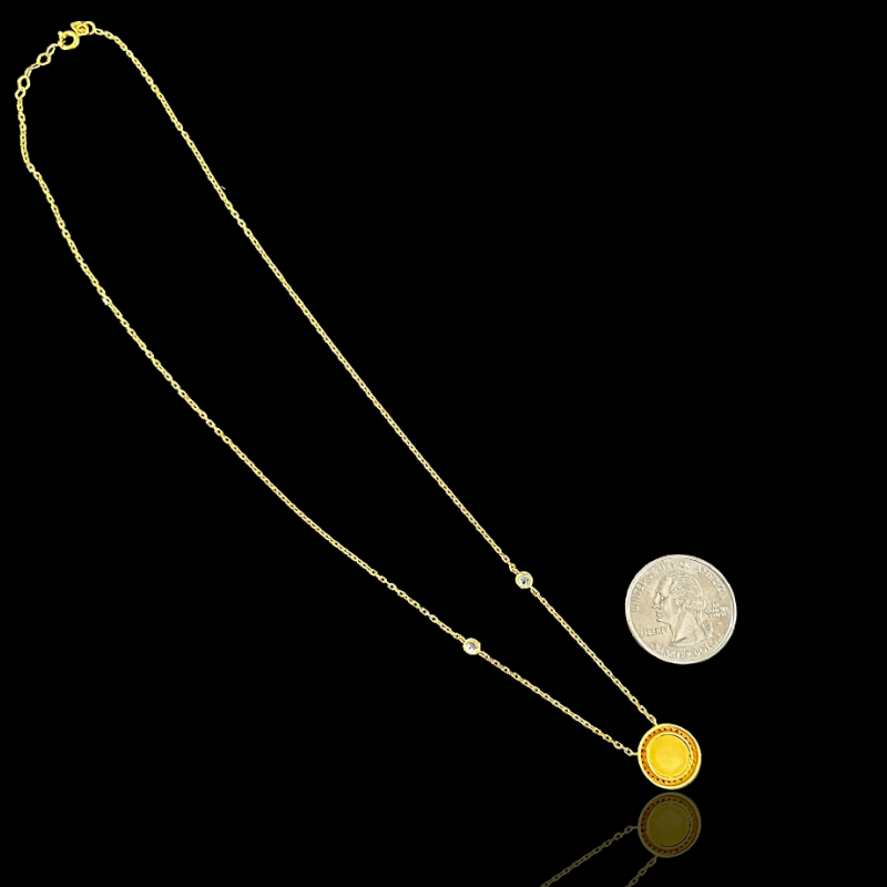 21K Solid Gold Palestine Floating Locket Necklace