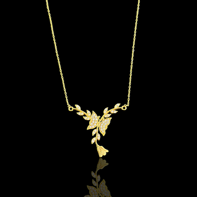 21K Solid Gold Butterfly Necklace