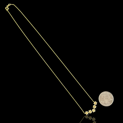 21K Solid Gold Flower Necklace