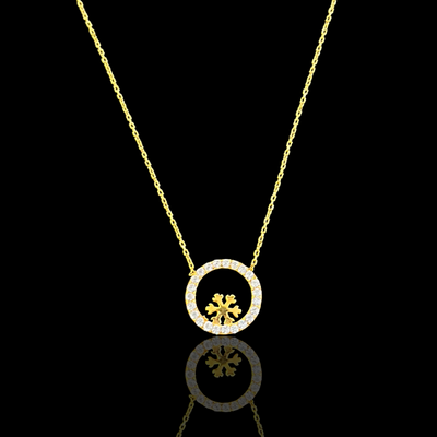21K Solid Gold Eternity Snowflake Necklace
